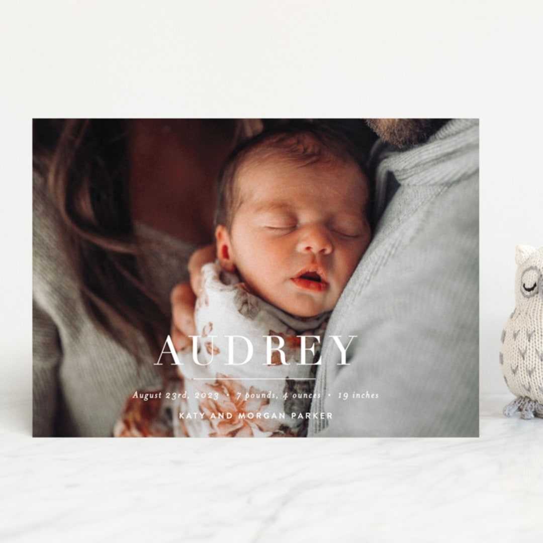 "the edit" - Birth Announcements in Simply White by Sara Hicks Malone - Front