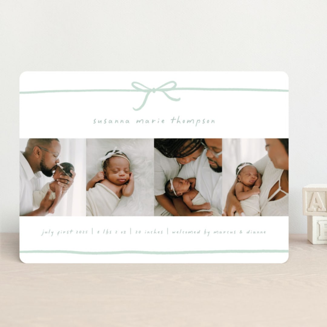 "Gift" - Birth Announcements in Mint by Erin L. Wilson - Front