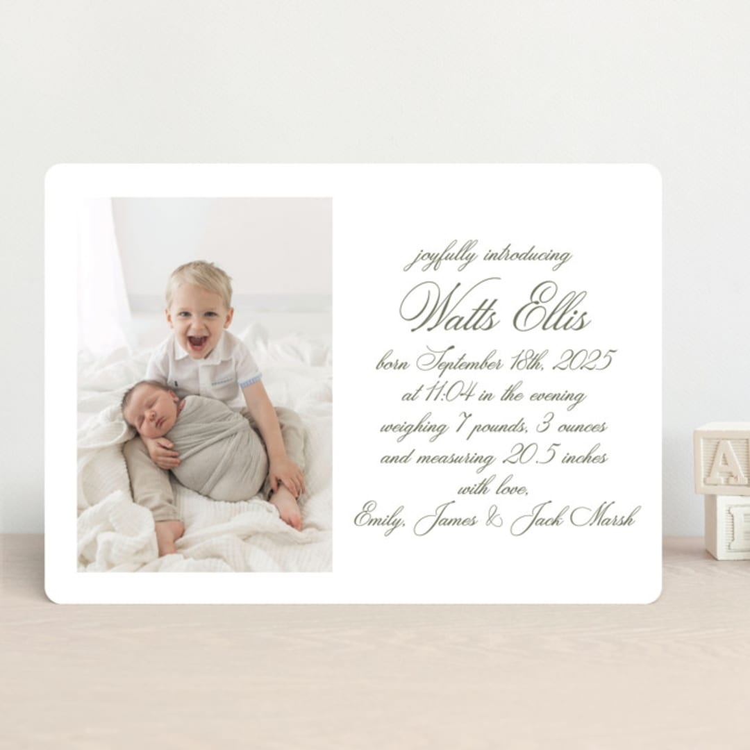 "Walden" - Birth Announcements in Fern by Megan Davis - Front