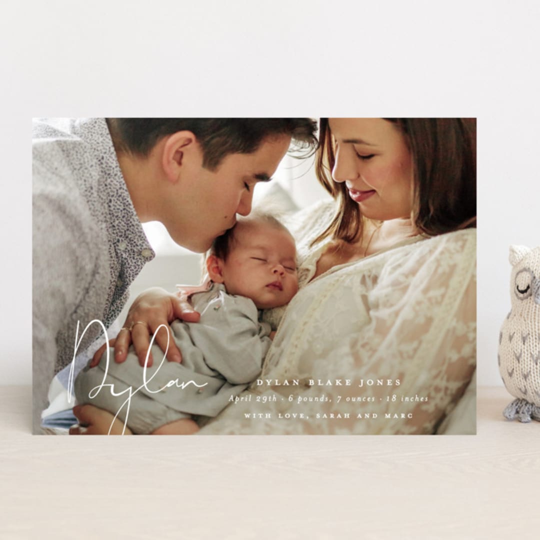 "Delicate" - Birth Announcements in Powder by Sara Hicks Malone - Front