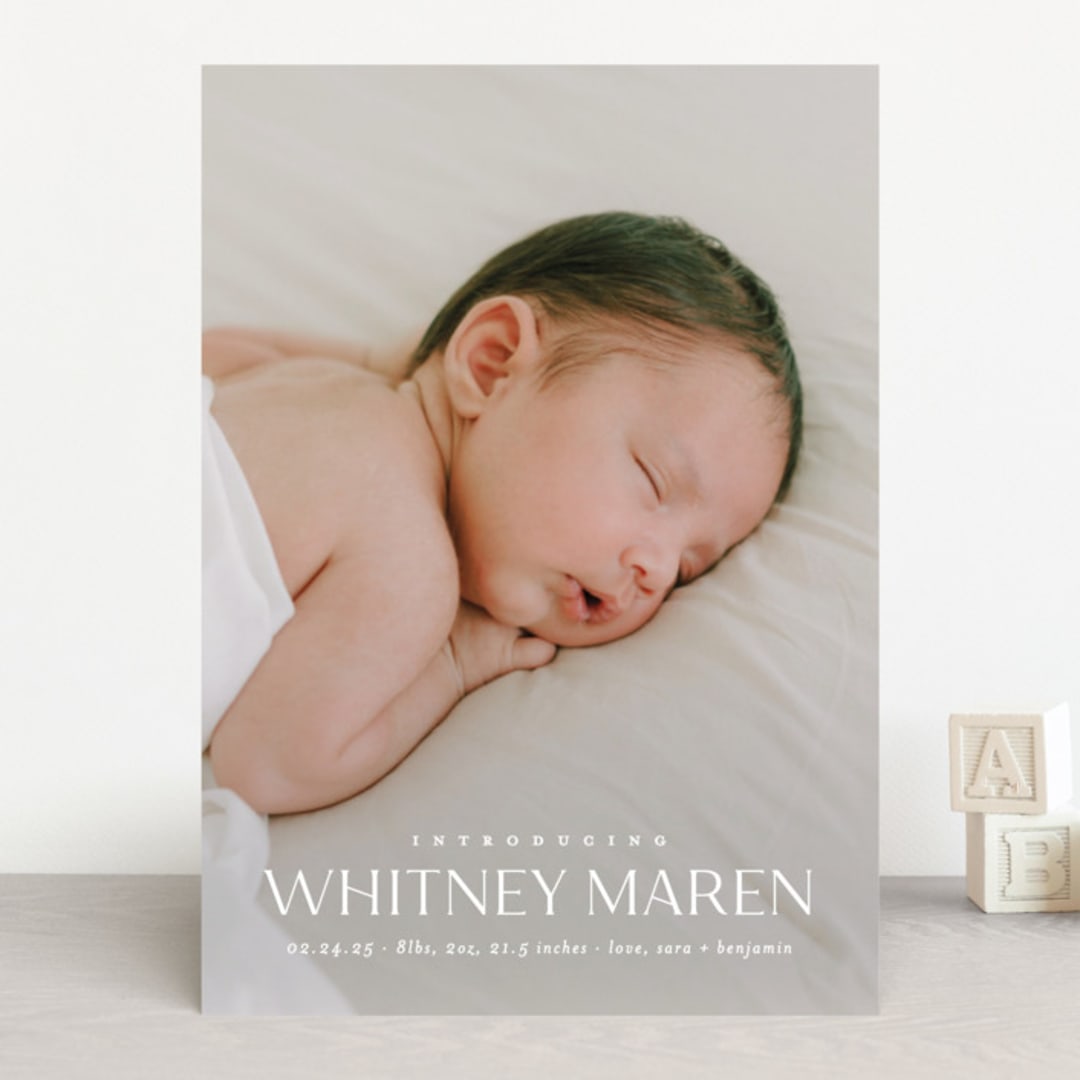 "Baby Classic" - Birth Announcements in Cloud by Carolyn MacLaren - Front