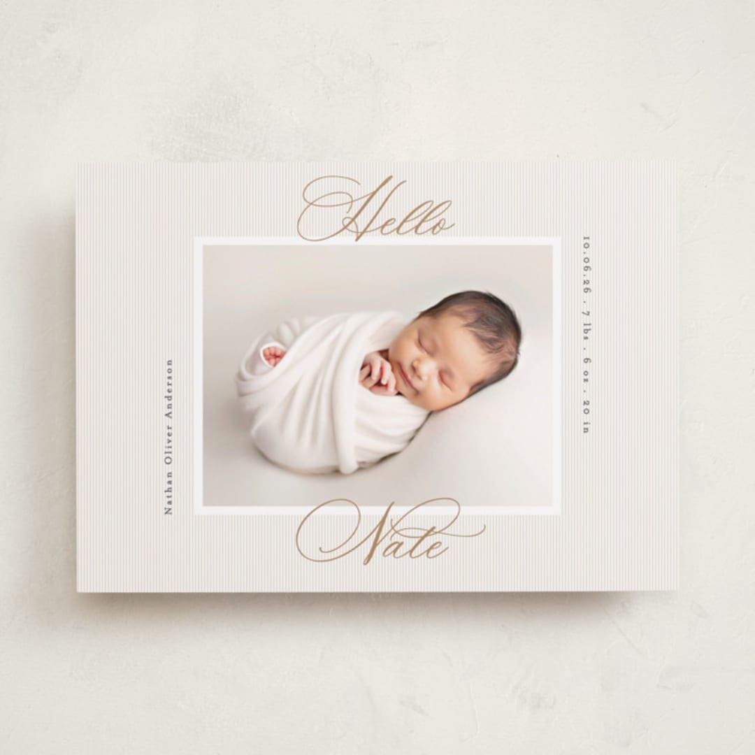 "Sweet Stripes" - Birth Announcements in Sand by Gwen Bedat - Front