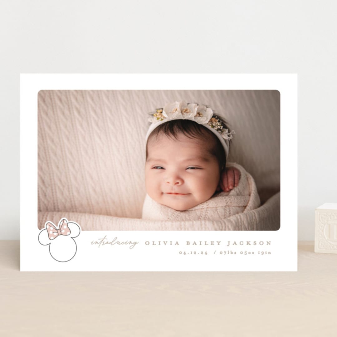 "Disney's Minnie's bow" - Birth Announcements in Peony by Creo Study - Front