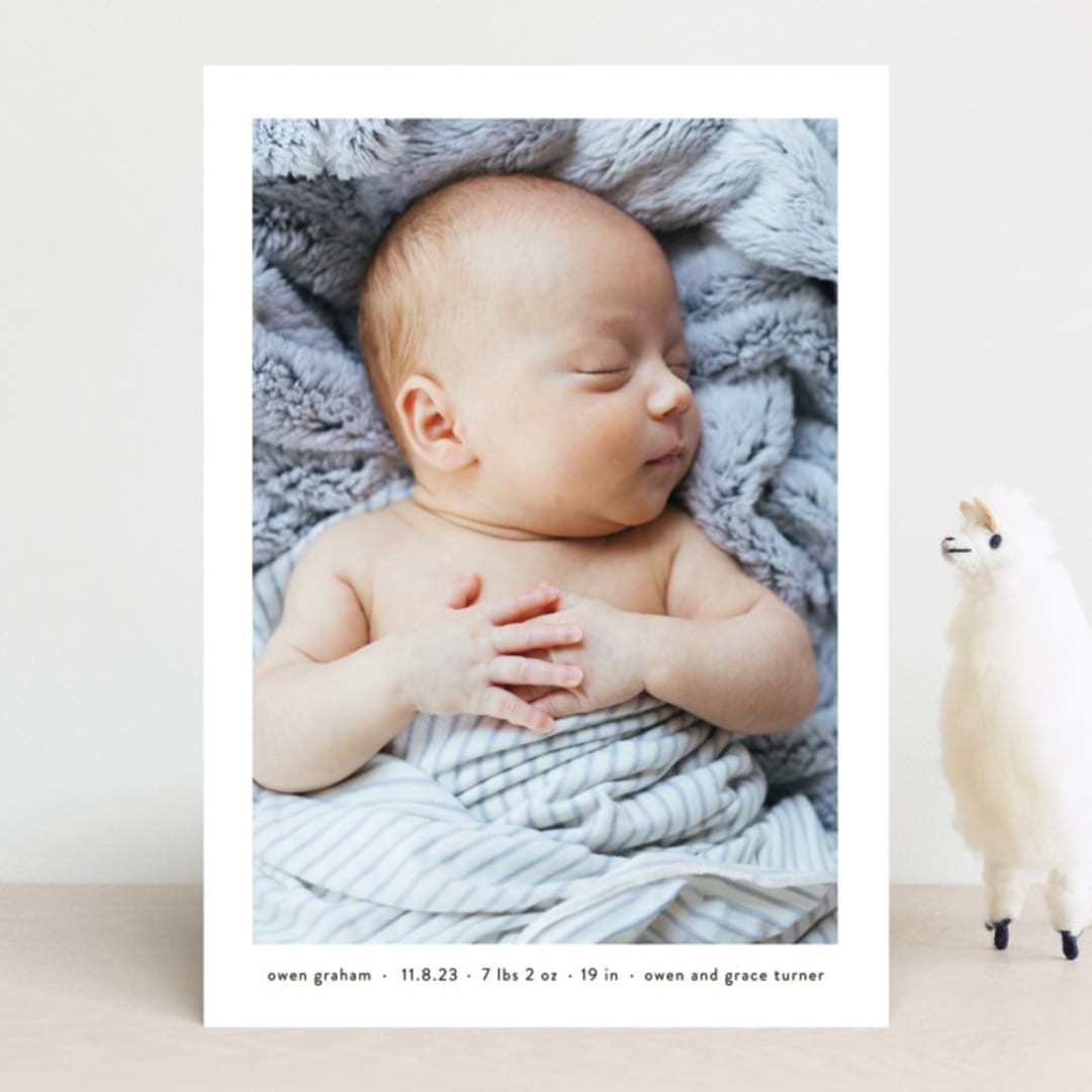 "Basic" - Birth Announcements in Onyx by Lauren Chism - Front