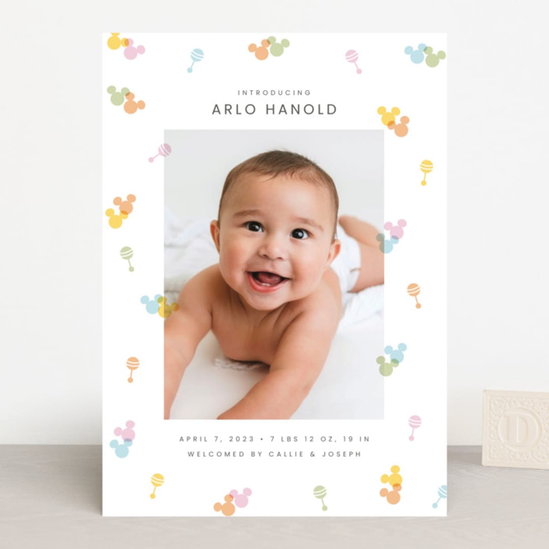 "Disney's Mickey Confetti" - Birth Announcements in Candy by Ellen Schlegelmilch - Front
