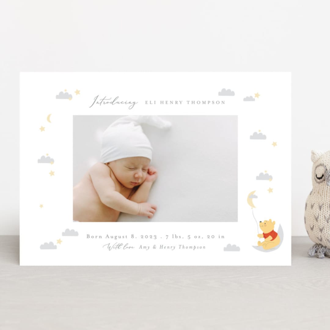 "Disney's Winnie The Pooh Night Sky" - Birth Announcements in Cotton by Angela Thompson - Front