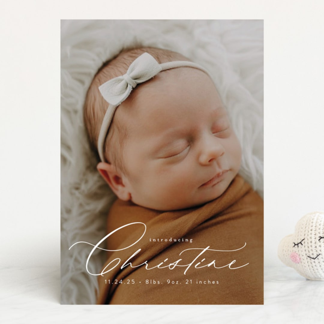 "Sweeping Name" - Birth Announcements in Cloud by Alethea and Ruth - Front