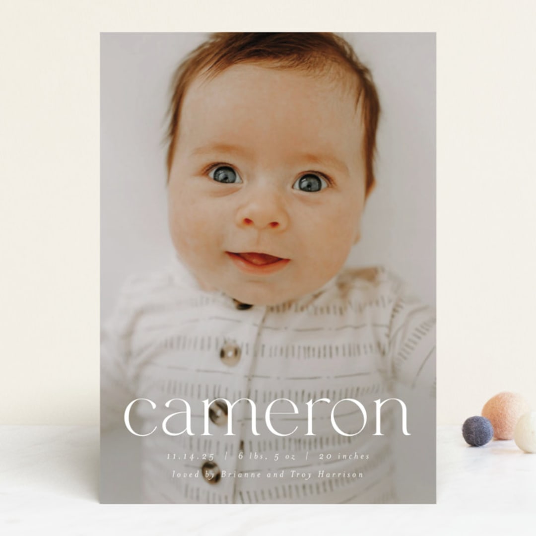 "Classy Name" - Birth Announcements in Cloud by Ekko Studio - Front