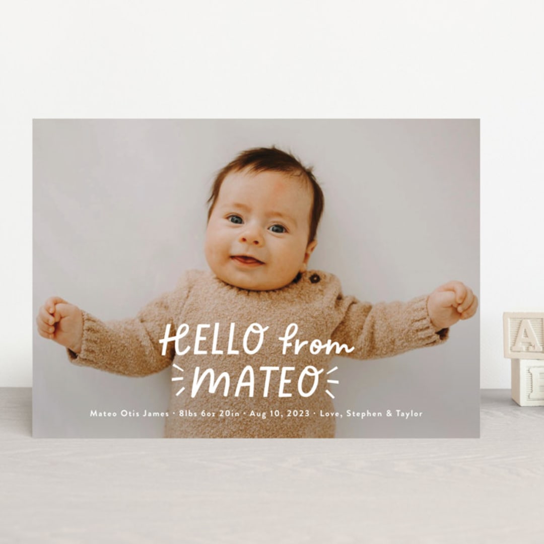 "Fun Hello" - Birth Announcements in Cloud by Jackie Crawford - Front