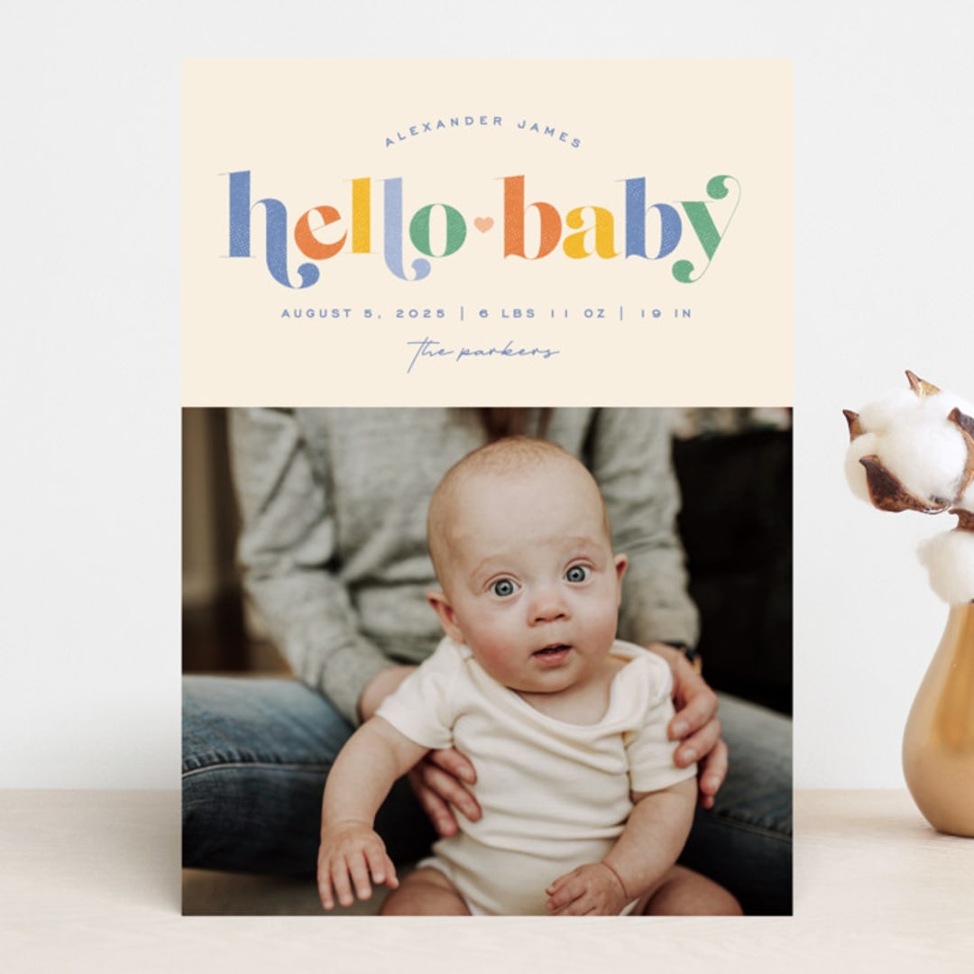 "Hello Sweet baby" - Birth Announcements in Bluebird by Jessica Corliss - Front