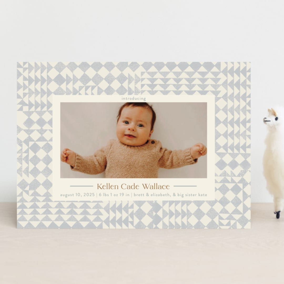 "Patchwork" - Birth Announcements in Bluebell by Julie Murray - Front