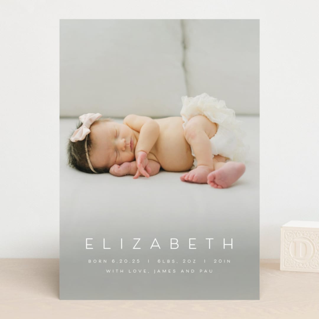 "Sweet Love" - Birth Announcements in Sugar by Juneau Designs - Front