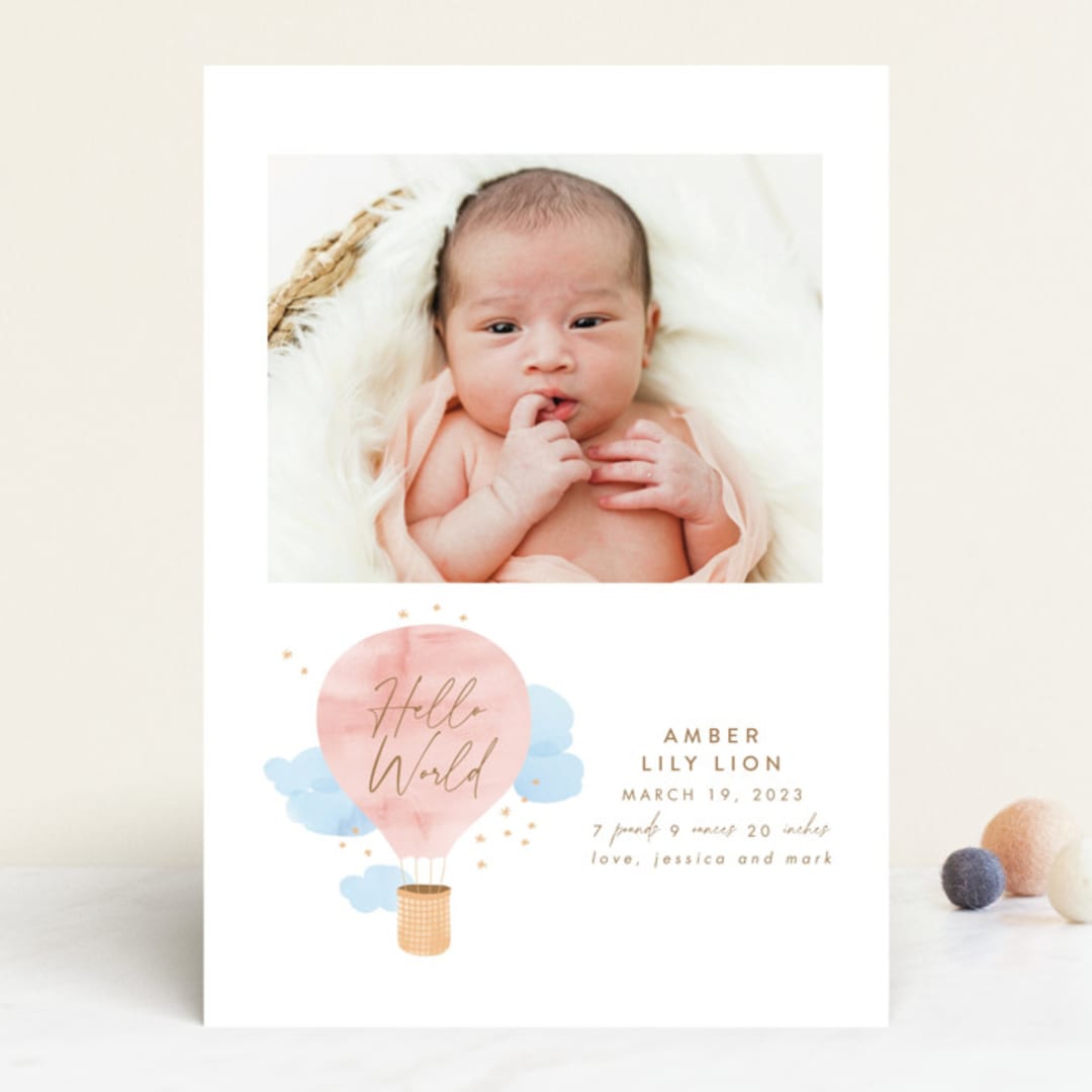 "Baby World" - Birth Announcements in Blush by Kanika Mathur - Front