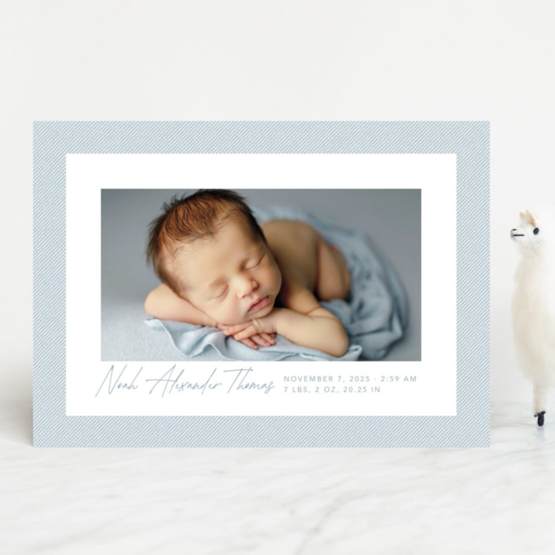 "Corduroy" - Birth Announcements in Sky by Lea Delaveris - Front