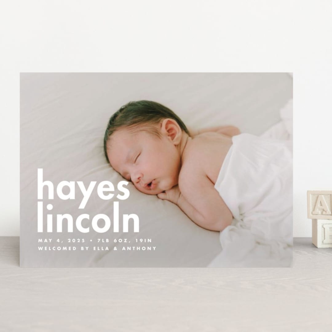 "Hayes" - Birth Announcements in Cloud by Ellen Schlegelmilch - Front