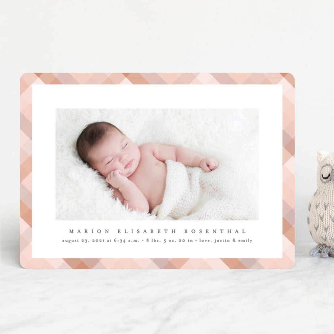 "Desert Plaid" - Birth Announcements in Terracotta by Erica Krystek - Front