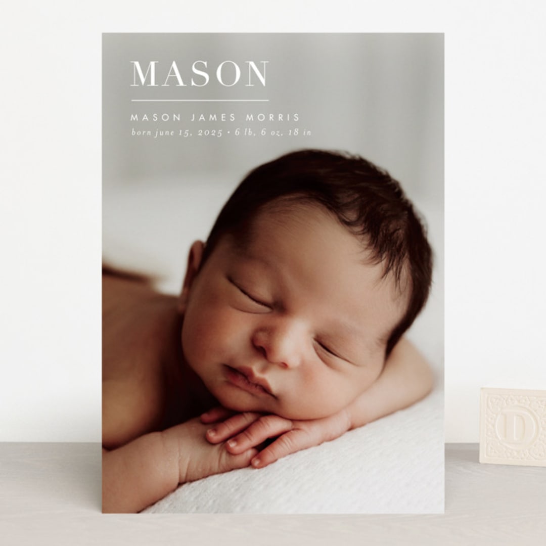 "simply named" - Birth Announcements in Snow by Sarah Curry - Front