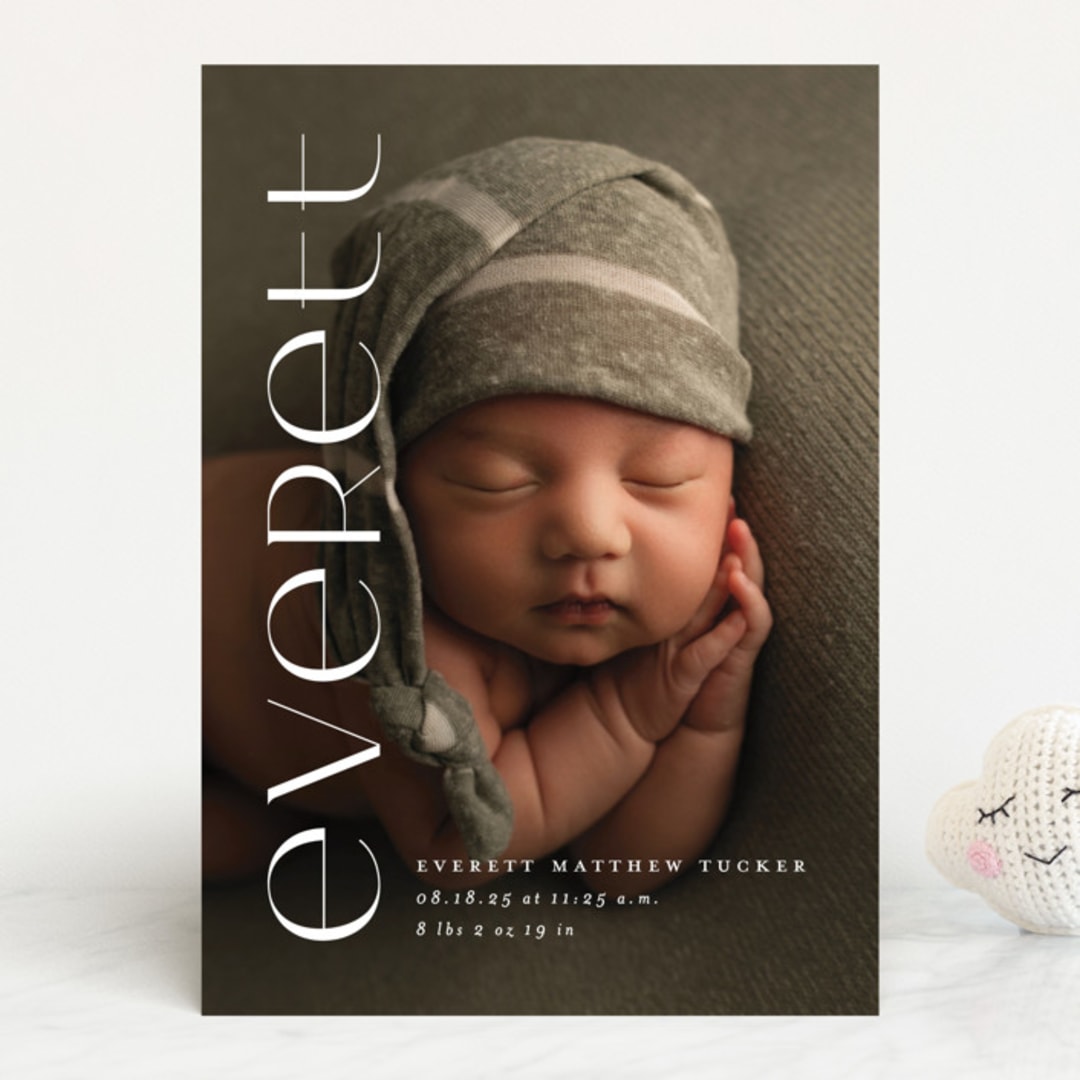 "Modern Name" - Birth Announcements in Linen by Erica Krystek - Front
