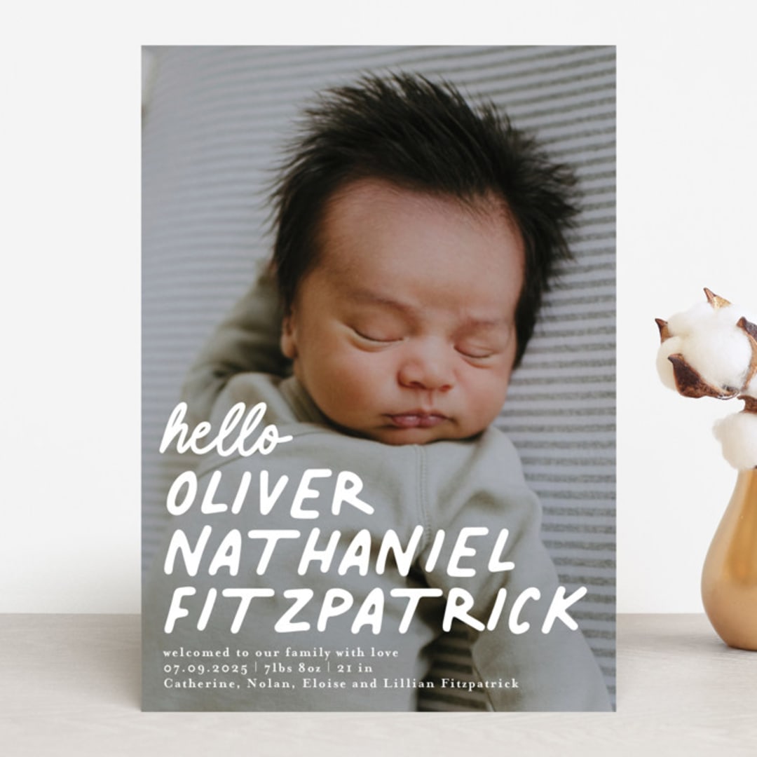 "casual hello" - Birth Announcements in Snow by Angela Marzuki - Front