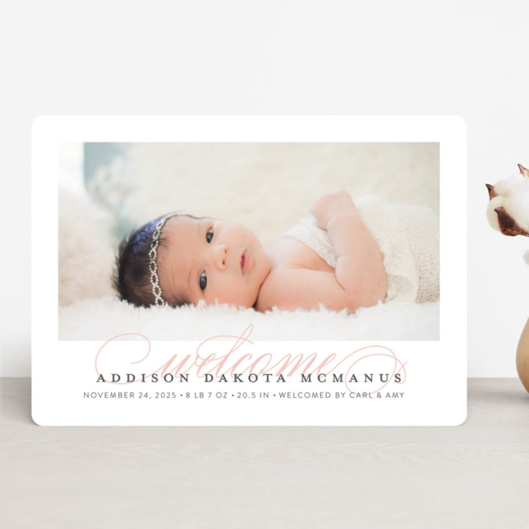 "Graceful Entrance" - Birth Announcements in Flamingo by Jessica Williams - Front