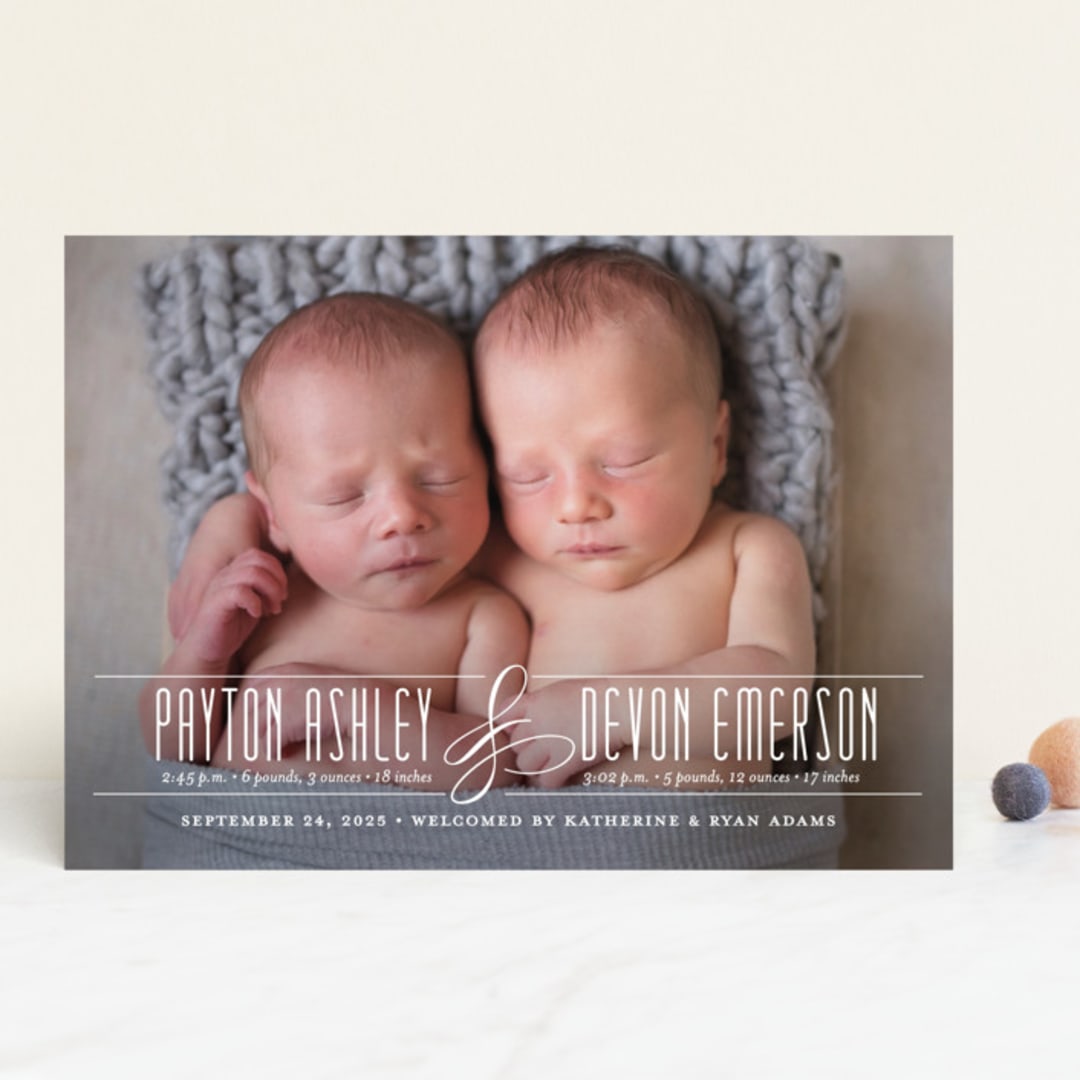 "Fancy for Two" - Birth Announcements in Frost by Jessica Williams - Front