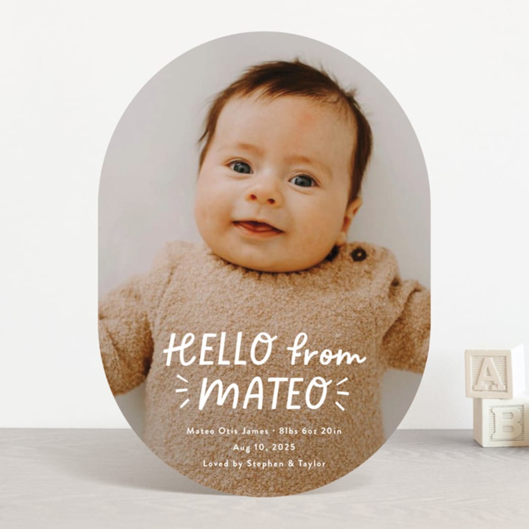 "Fun Hello" - Birth Announcements in Cloud by Jackie Crawford - Front