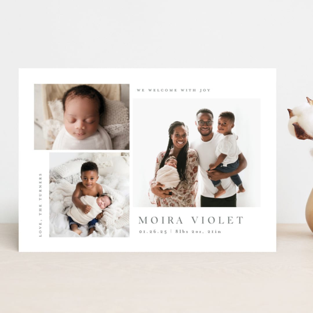 "Welcome with Joy" - Birth Announcements in Stone by Carolyn MacLaren - Front