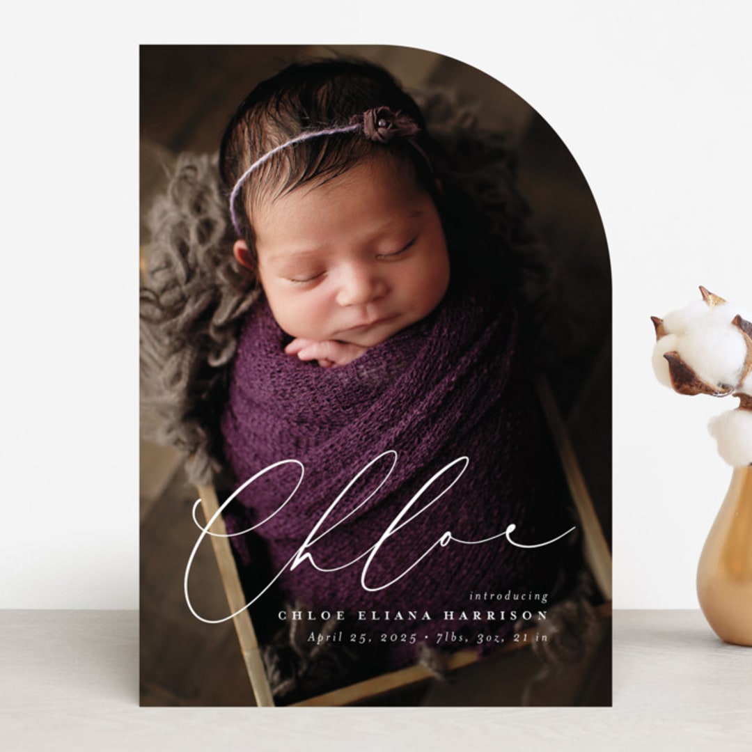 "Just Lovely" - Birth Announcements in Shell by Lea Delaveris - Front