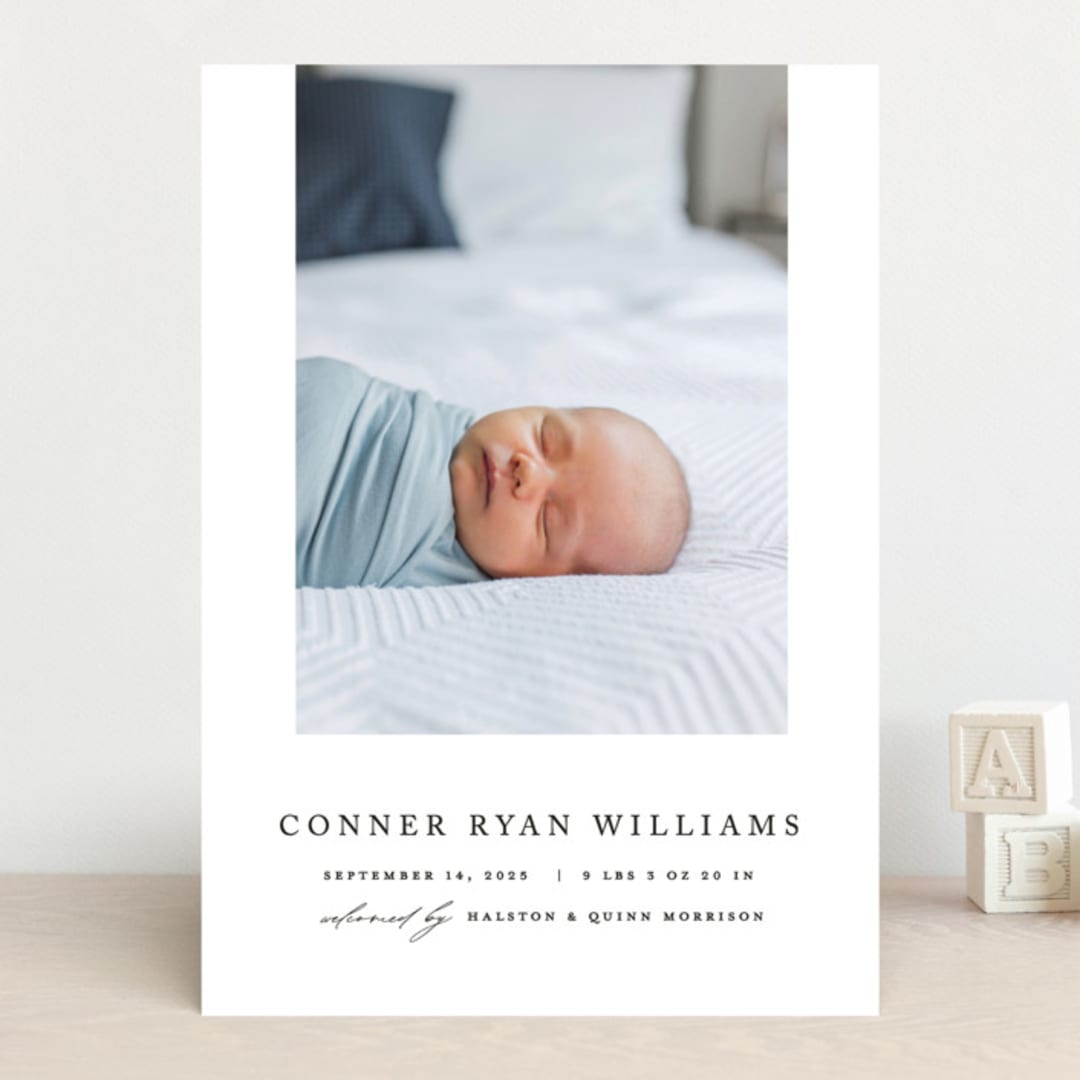"Dreamer" - Birth Announcements in Onyx by Pixel and Hank - Front