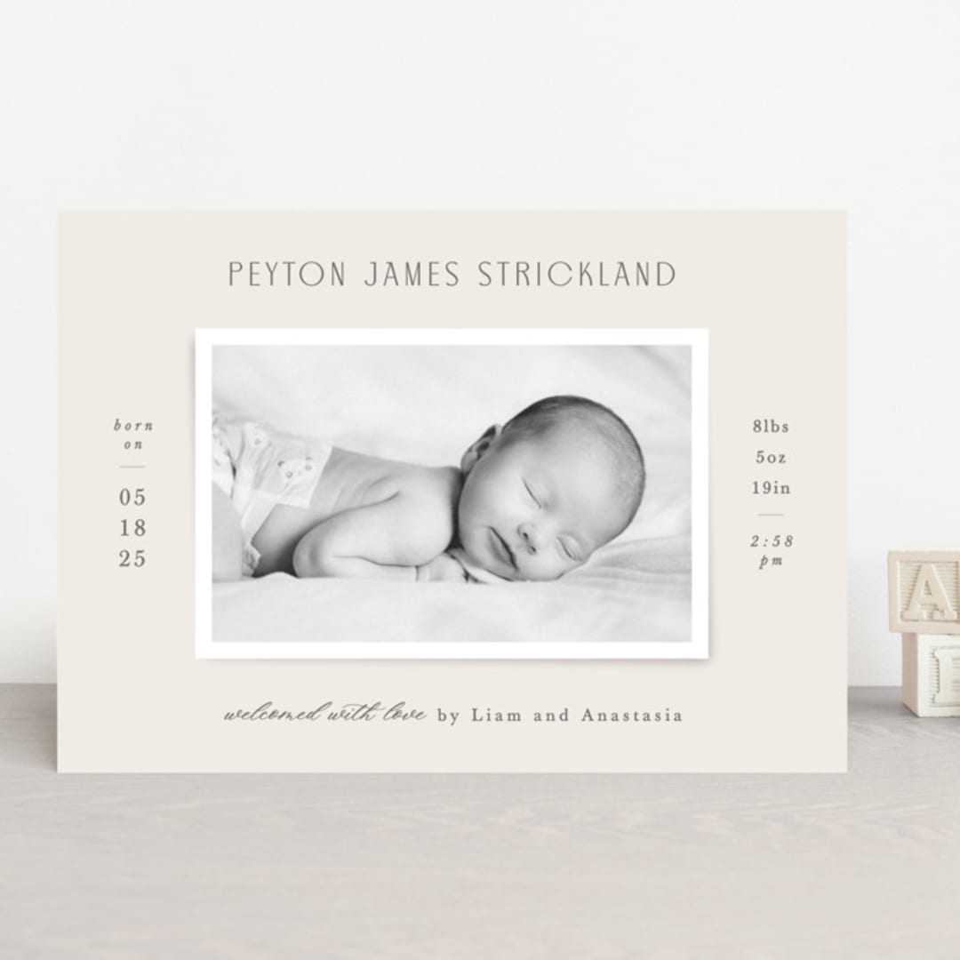 "Classical" - Birth Announcements in Cream by Hooray Creative - Front