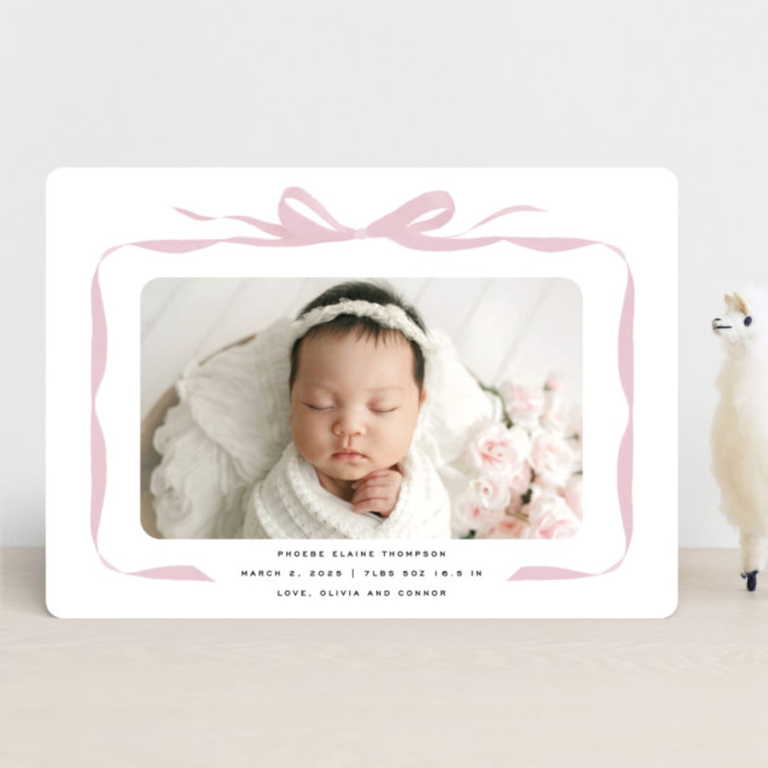 "Bow" - Birth Announcements in Poppy by Olivia Kanaley Inman - Front