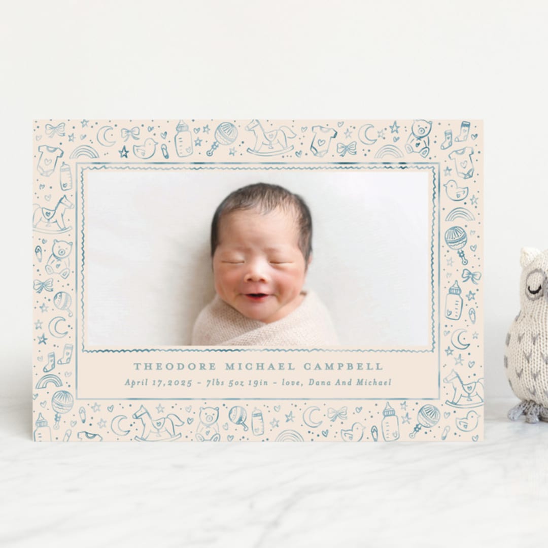 "Iconic bebe" - Birth Announcements in Bluebird by Creo Study - Front