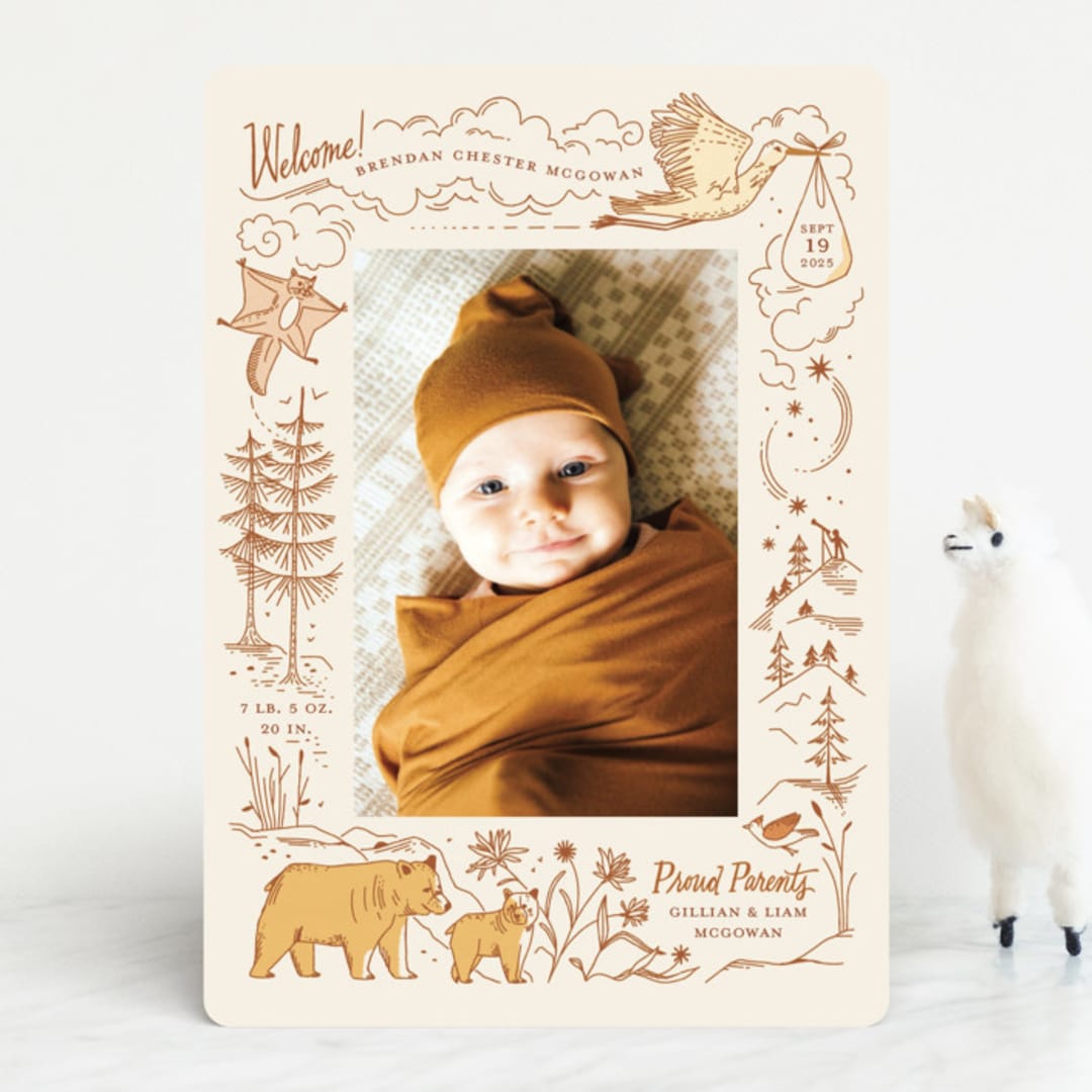 "Baby Bear" - Birth Announcements in Cream by Morgan Ramberg - Front