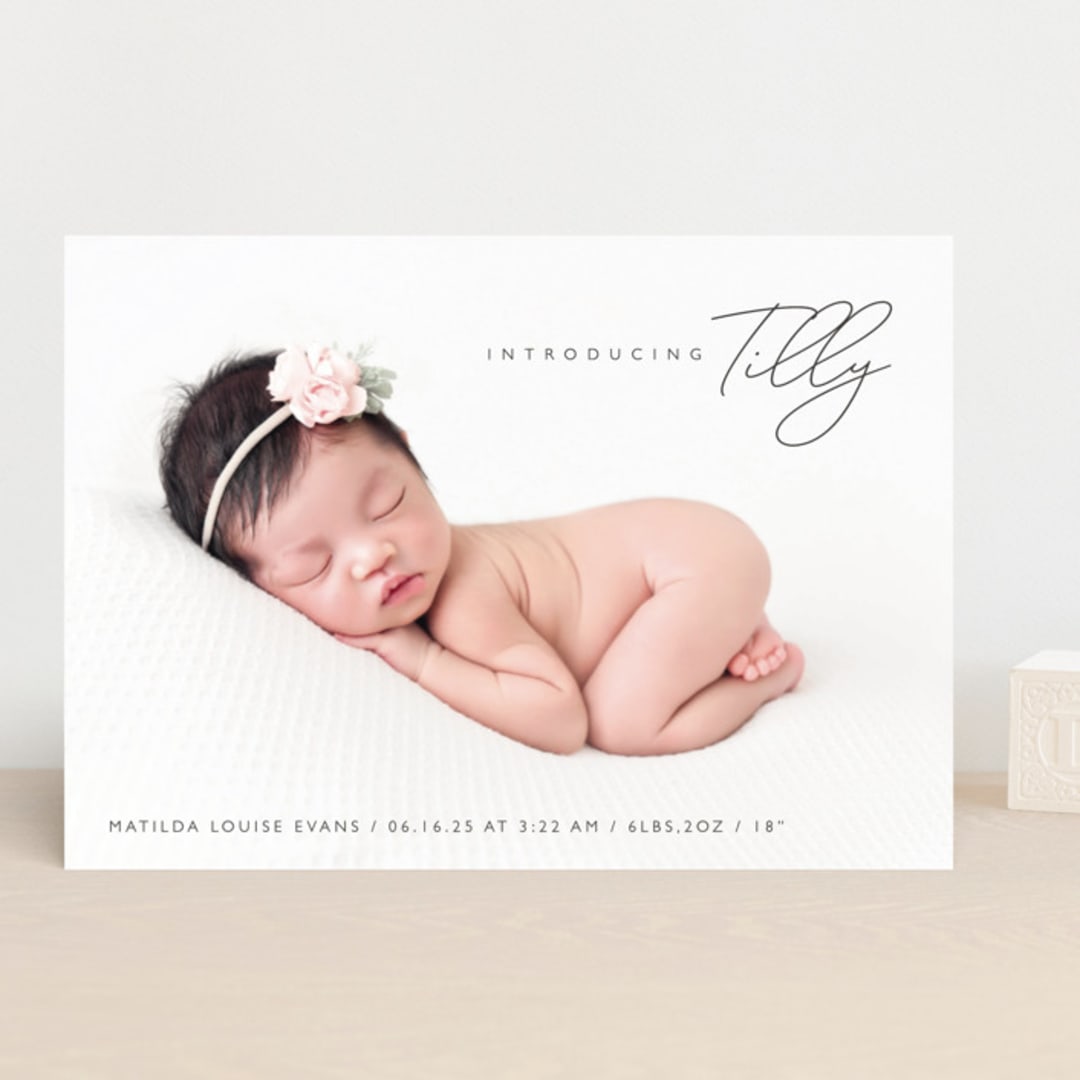 "Nickname Intro" - Birth Announcements in Raven by Olivia Raufman - Front
