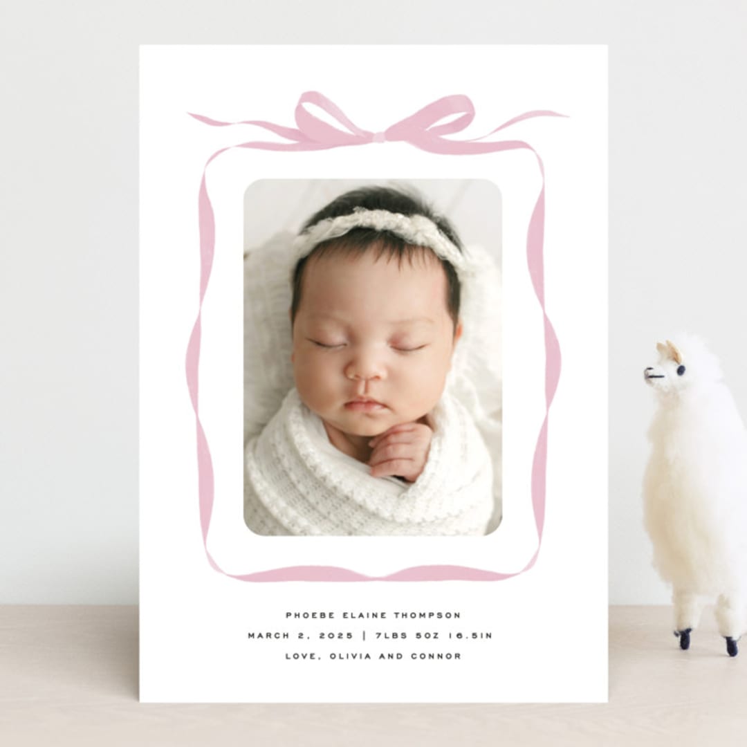 "Bow" - Birth Announcements in Poppy by Olivia Kanaley Inman - Front