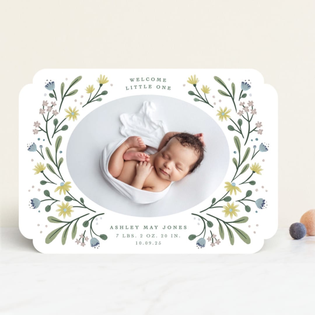 "Spring Blooms" - Birth Announcements in Daffodil by Alice Nelen - Front