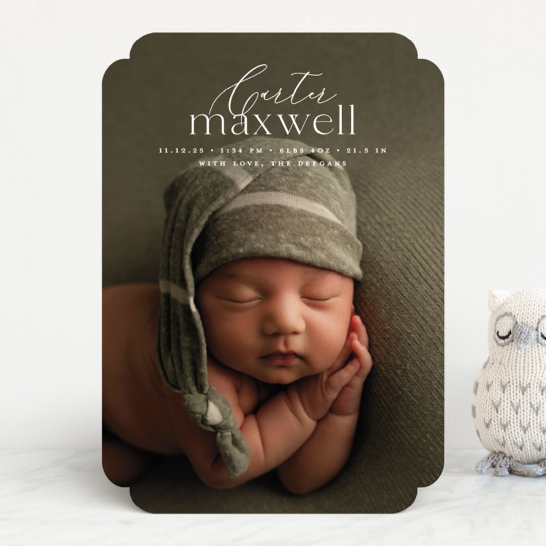 "Contemporary Classic" - Birth Announcements in Jasmine by Erin Deegan - Front