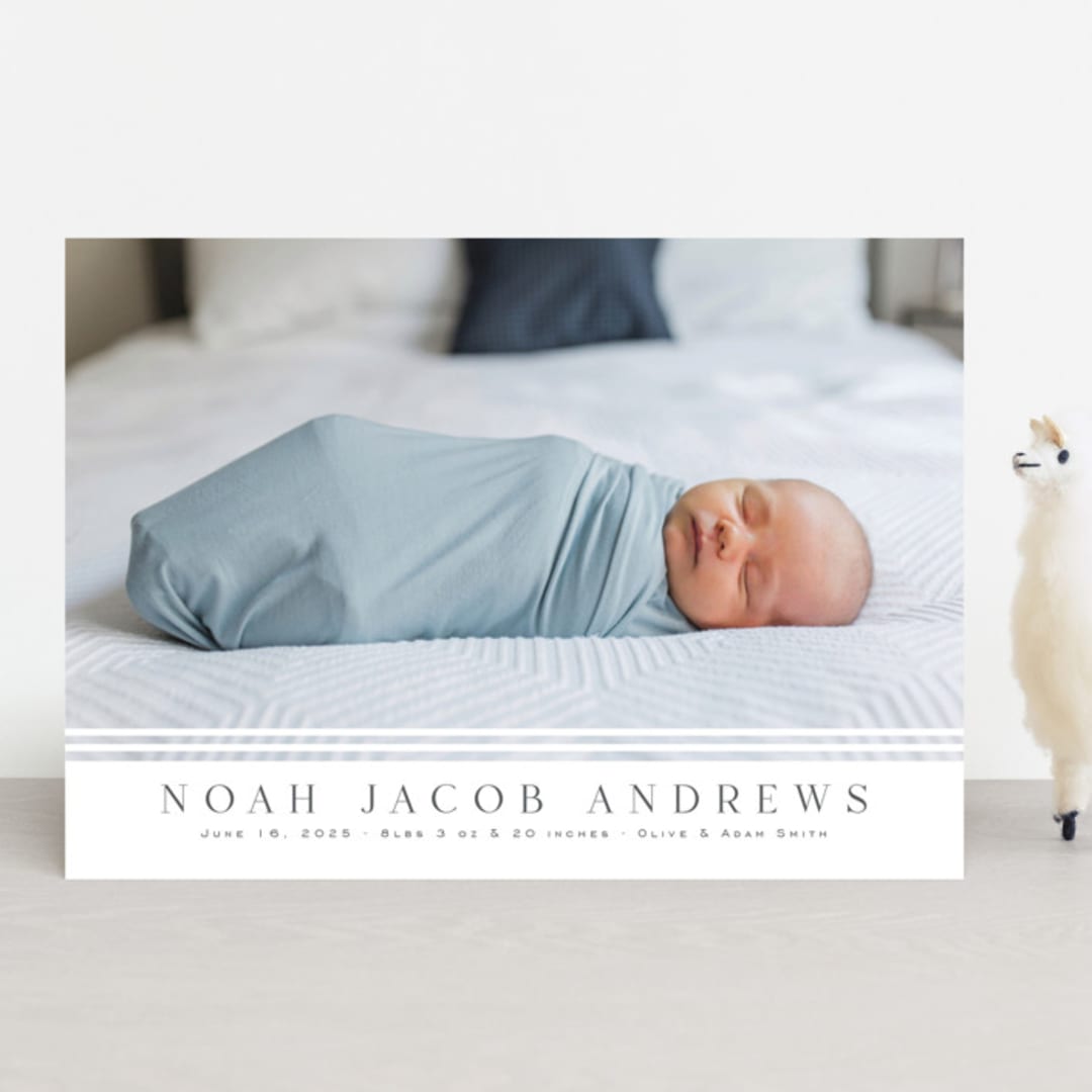 "Minimalist Stripes" - Birth Announcements in Cloud by Nicole Walsh - Front