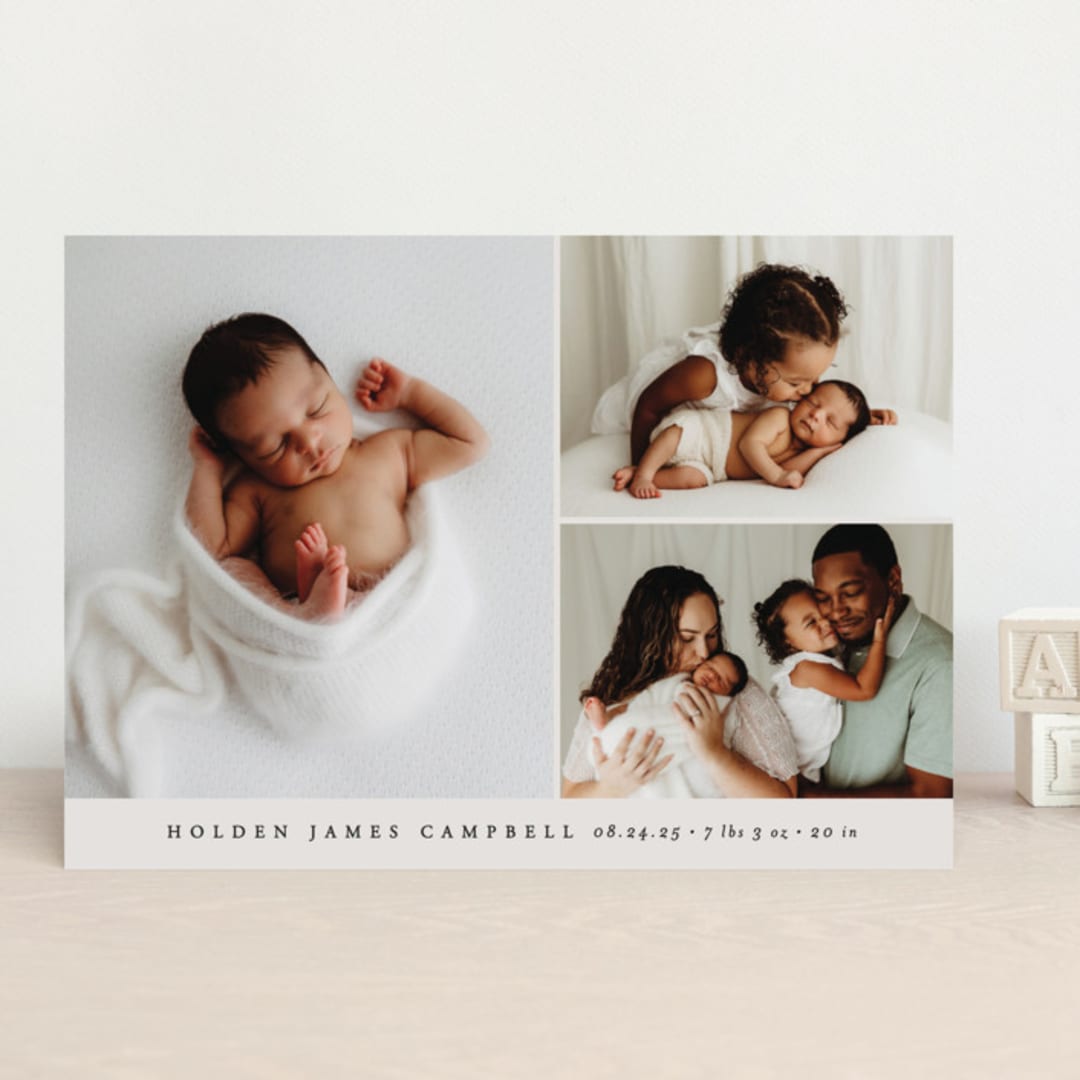 "Sweet Three" - Birth Announcements in Cloud by Brianne Larsen - Front