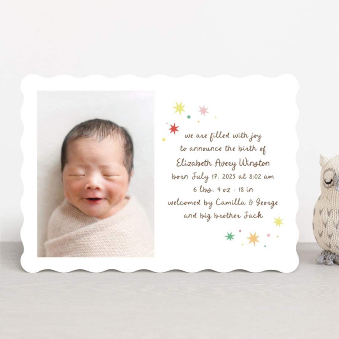 "Constellation" - Birth Announcements in Strawberry by Megan Davis - Front