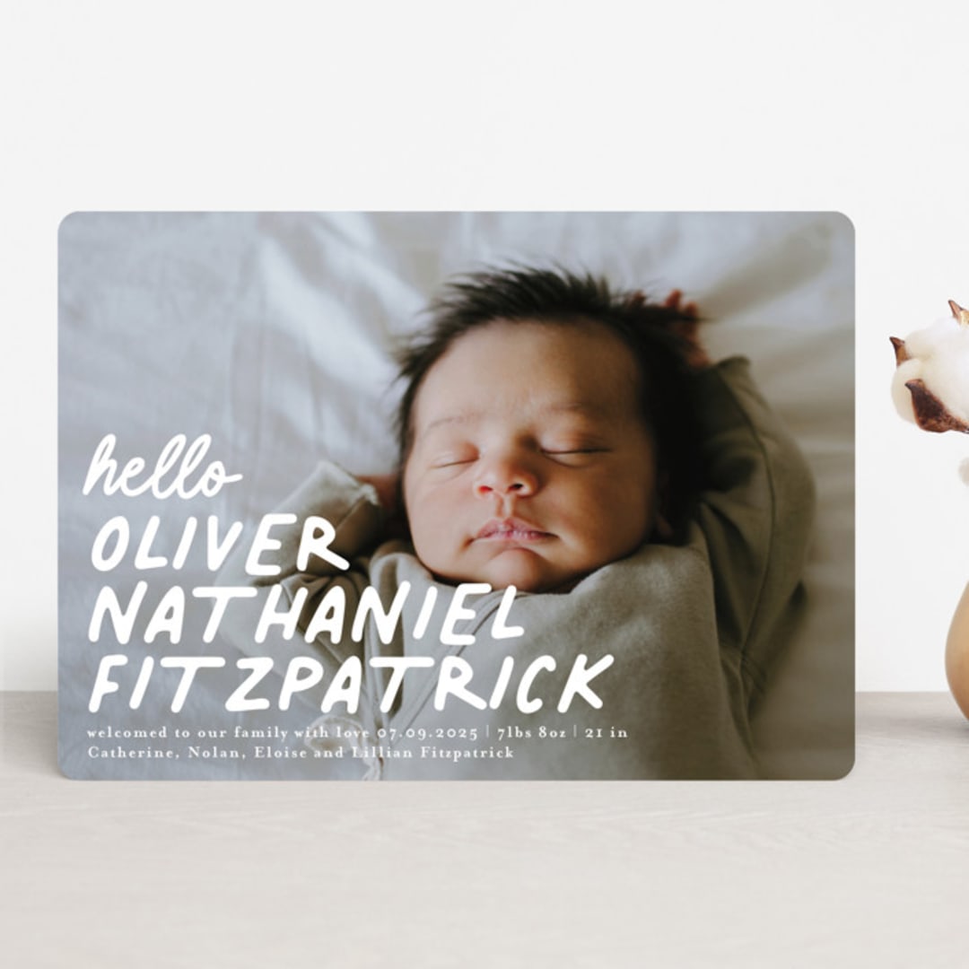 "casual hello" - Birth Announcements in Snow by Angela Marzuki - Front