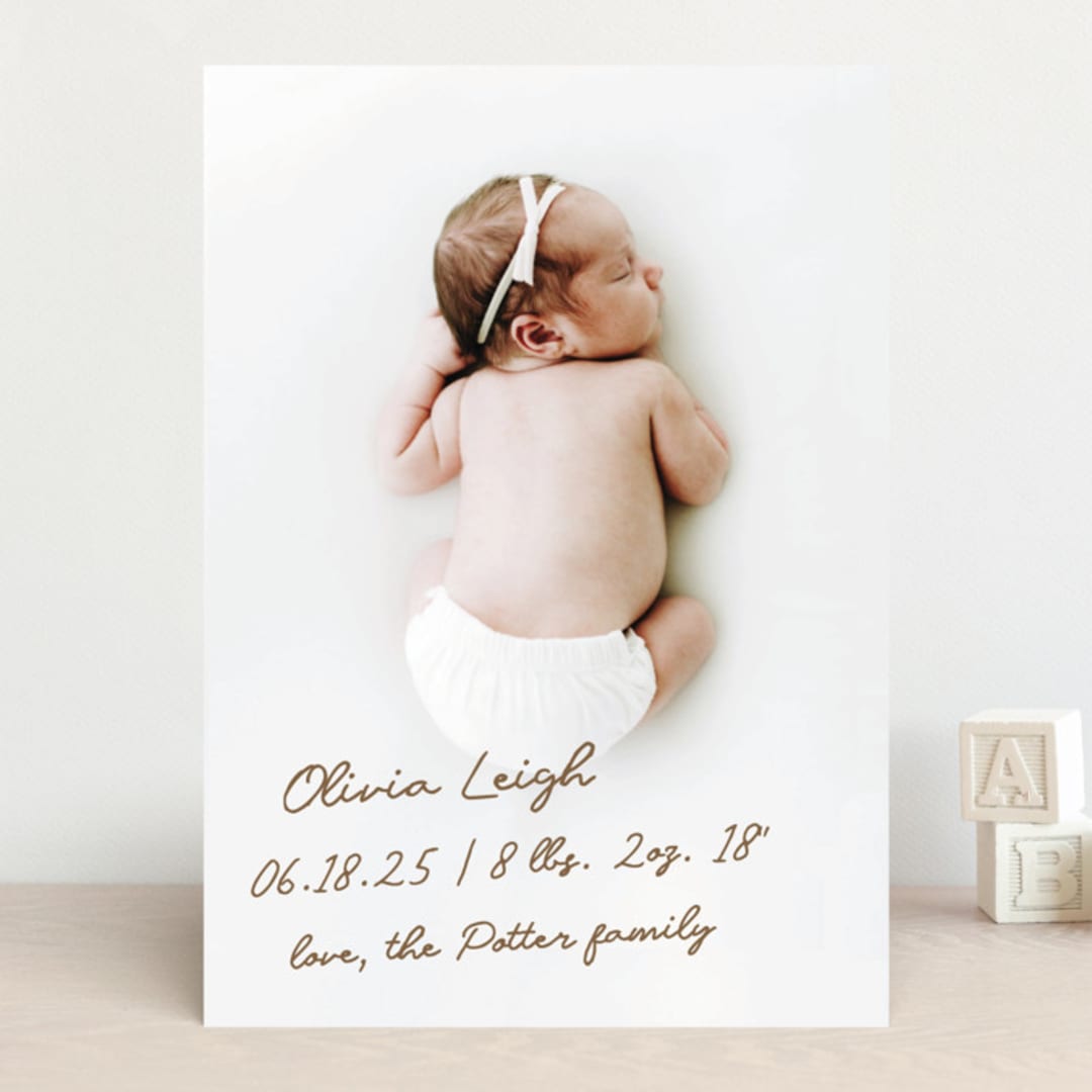 "signed with love" - Birth Announcements in Bark by AK Graphics - Front