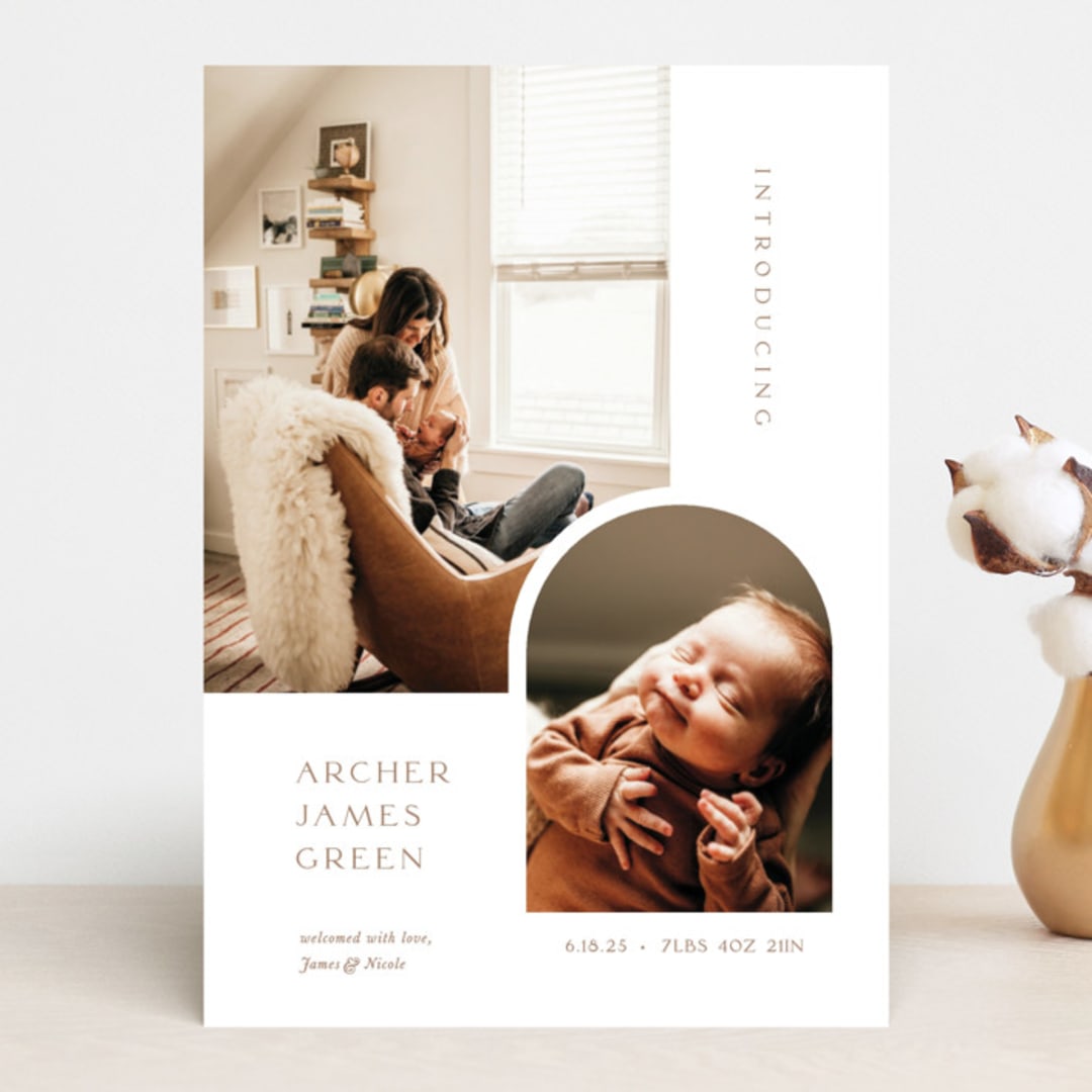 "Modern Inset" - Birth Announcements in Cotton by Robin Ott - Front