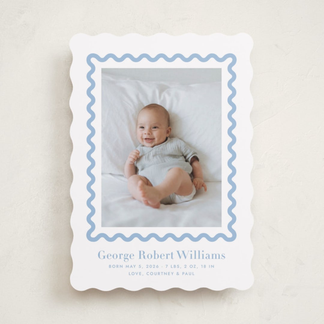 "Ric Rac" - Birth Announcements in Bluebell by Megan Davis - Front