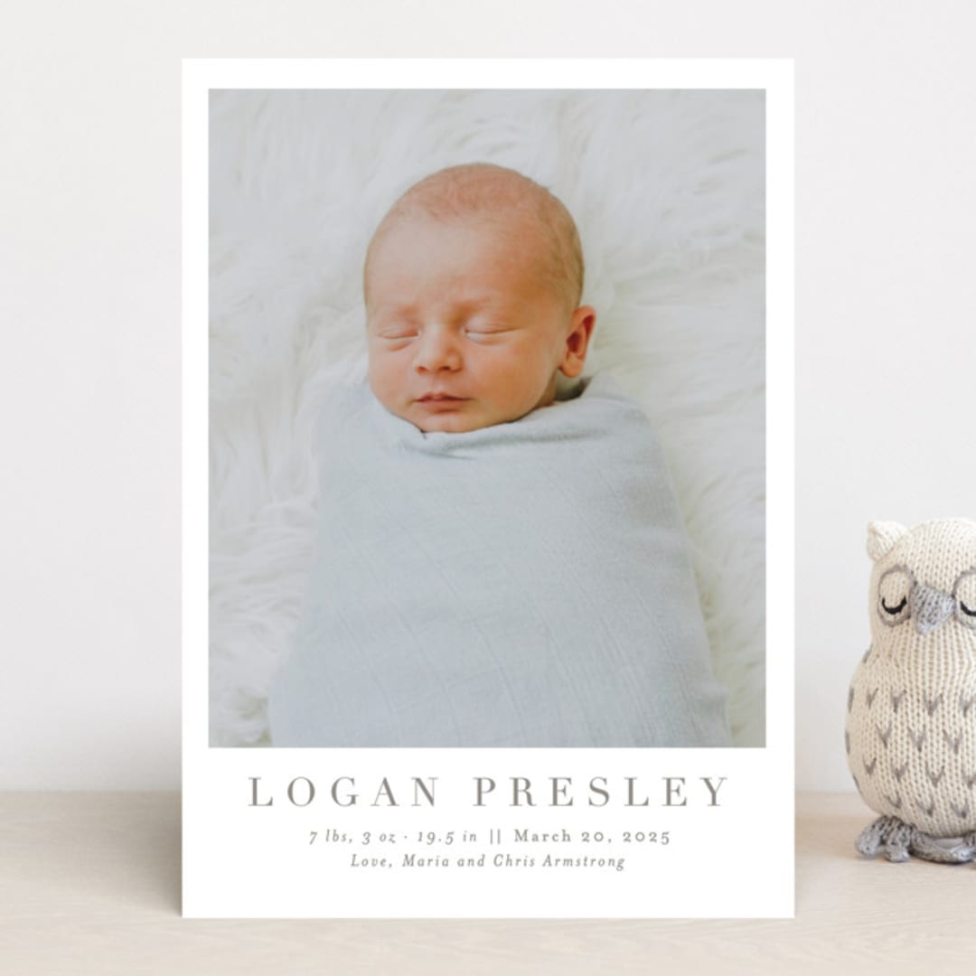 "Menil" - Birth Announcements in Fawn by Megan Davis - Front