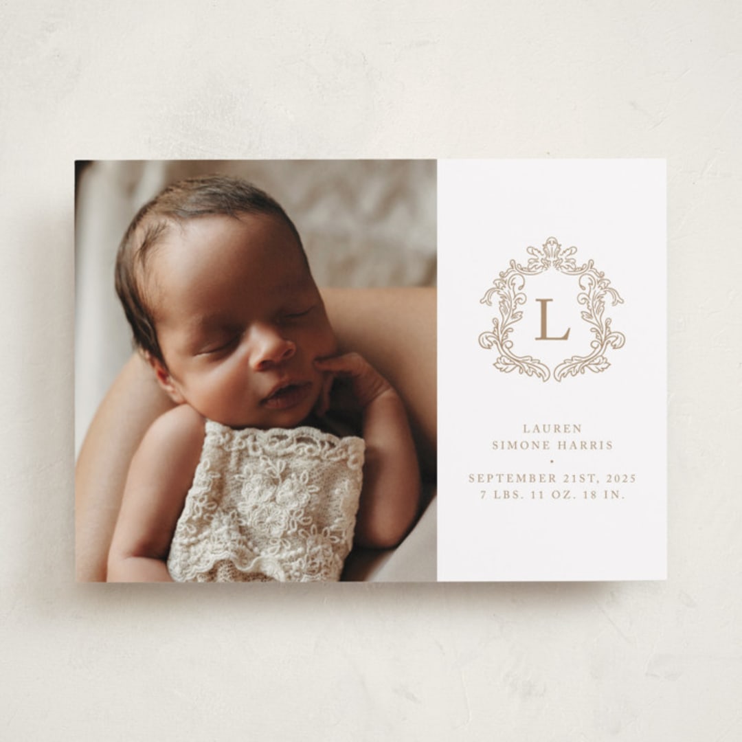 "Crested" - Birth Announcements in Fawn by mo kelley - Front
