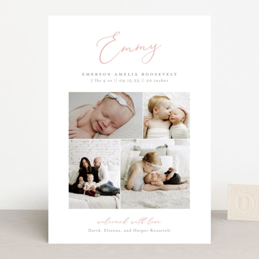 "Namely" - Birth Announcements in Blush by Sarah Brown - Front