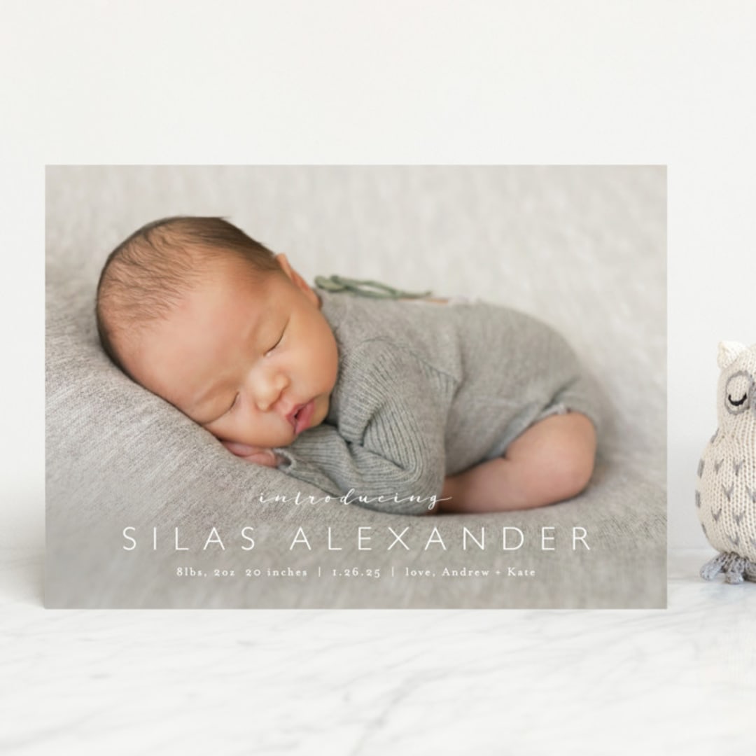 "Baby Bliss" - Birth Announcements in Cloud by Carolyn MacLaren - Front