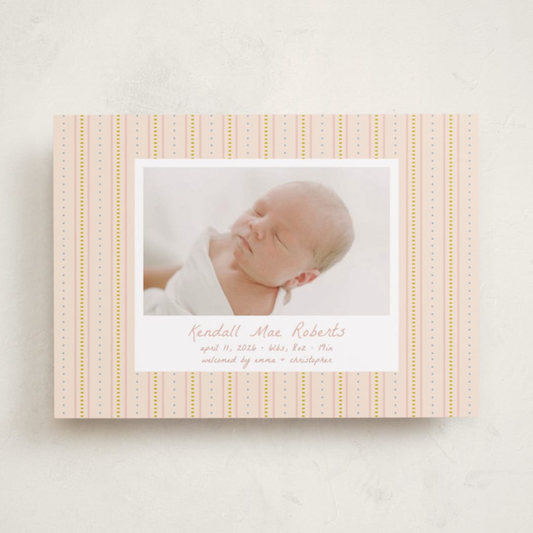 "patterned stripes" - Birth Announcements in Blush by Ellen Schlegelmilch - Front