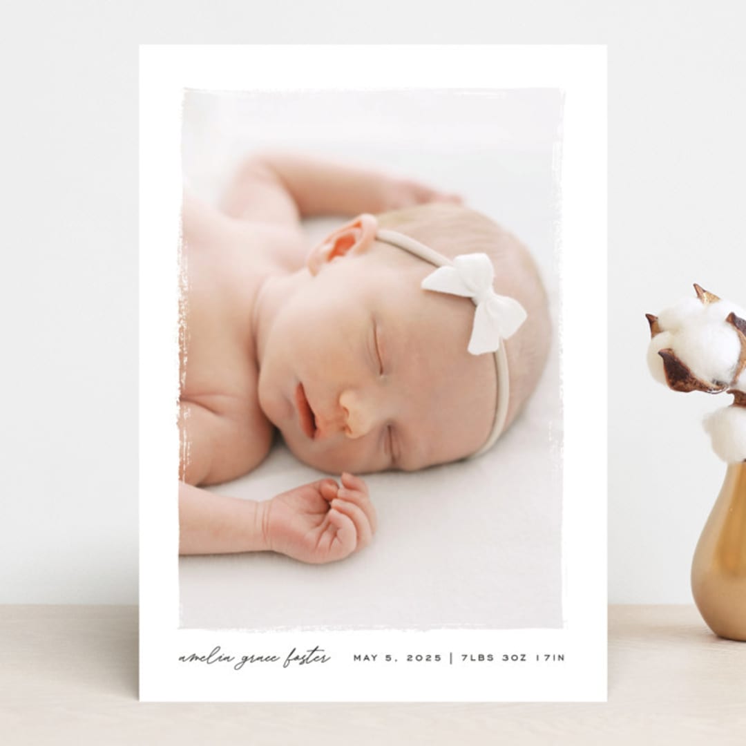 "Edgy" - Birth Announcements in Snow by Pixel and Hank - Front